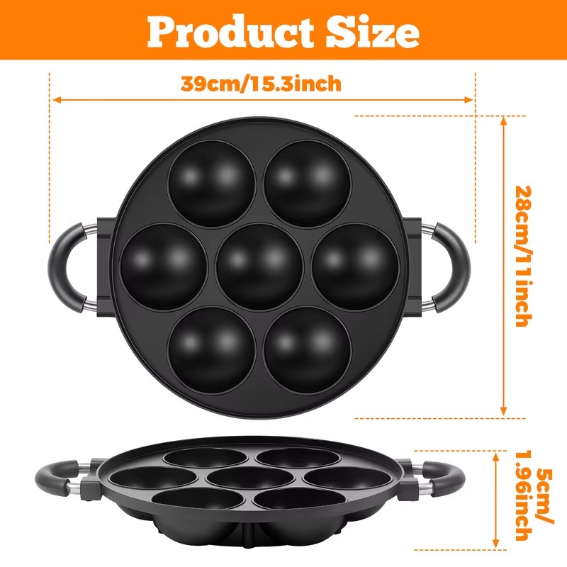 7-Cavity Aluminum Mold for Pan - Mini Pancake Griddle ulasan dan harga